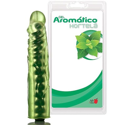 Prótese em Formato de Pênis Slin Style Articulado em Gel com Aroma Hortelã - 18 x 2,5 cm