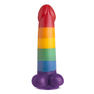 Prótese Peniana em Formato Realístico com Glande, Escroto e Ventosa na Base - Adão & Eva Pride Viva a Diversidade | 15,5  x 4,2 cm