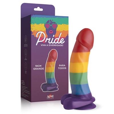 Prótese Peniana em Formato Realístico com Glande, Escroto e Ventosa na Base - Adão & Eva Pride Viva a Diversidade | 15,5  x 4,2 cm