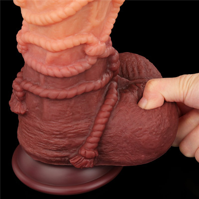 Foto 7 do produto Prótese Peniana Realística em TPE com Corda, Escroto e Ventosa Poderosa - LoveToy | 21,5 x 7,3 cm