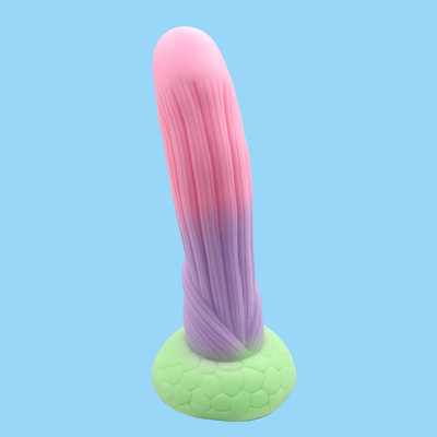 Foto 2 do produto Prótese Peniana Colorida Neon em Silicone Premium com Ventosa Poderosa e Texturas - Laphiving Mustang | 18,5 x 4,7 cm