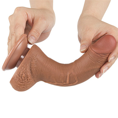 Foto 3 do produto Prótese Peniana Curvada em TPE com Escroto, Vertebra e Ventosa Removível - LoveToy Sliding-Slin Dong 7.5'' | 13,5 x 3,4 cm | Disponível em 3 Cores