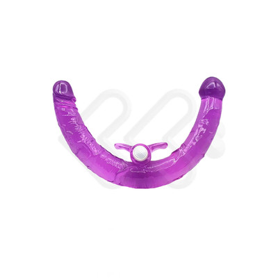 Foto 2 do produto Prótese Peniana para Dupla Penetração com Formato Cilíndrico em TPR com Glande Definida, Veias Salientes e Capsula Vibratória - 35 x 3,2 cm
