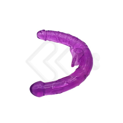 Foto 3 do produto Prótese Peniana para Dupla Penetração com Formato Cilíndrico em TPR com Glande Definida, Veias Salientes e Capsula Vibratória - 35 x 3,2 cm