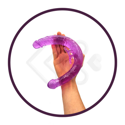 Prótese Peniana para Dupla Penetração com Formato Cilíndrico em TPR com Glande Definida, Veias Salientes e Capsula Vibratória - 35 x 3,2 cm