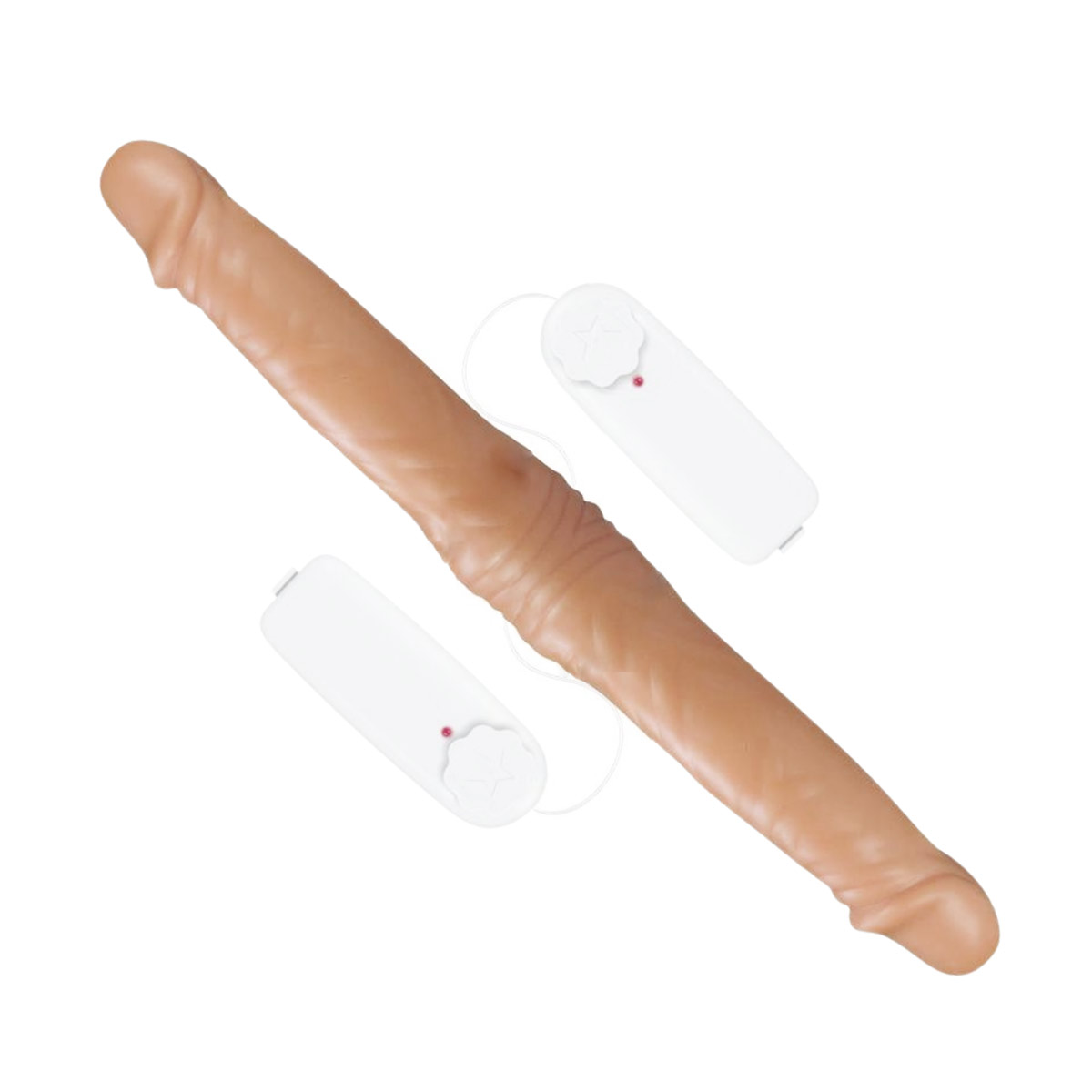 Prótese Peniana Dupla Realística com Vibração Multivelocidade e Controle Remoto com Fio - Pura Luxúria | 41,5 x 3,6 cm - 2