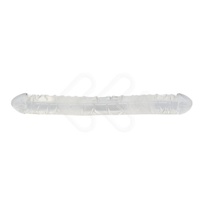 Foto 3 do produto Prótese Peniana Dupla em Silicone Transparente com Glande Definida e Veias Salientes - Purple | 34,5 x 3,5 cm | Cor: Transparente