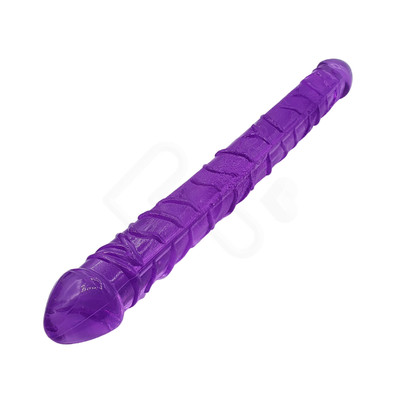 Foto 4 do produto Prótese Peniana Dupla em Silicone Transparente com Glande Definida e Veias Salientes - Purple | 34,5 x 3,5 cm  | Cor: Roxo