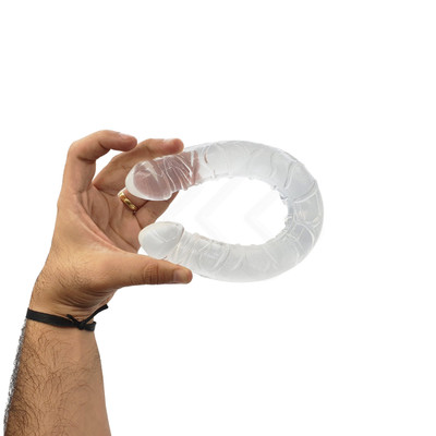 Foto 5 do produto Prótese Peniana Dupla em Silicone Transparente com Glande Definida e Veias Salientes - Purple | 34,5 x 3,5 cm | Cor: Transparente