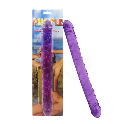 Foto 1 do produto Prótese Peniana Dupla em Silicone Transparente com Glande Definida e Veias Salientes - Purple | 34,5 x 3,5 cm  | Cor: Roxo