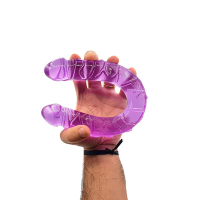 Foto 4 do produto Prótese Peniana Dupla em Silicone com Glande Definida e Veias Salientes - Purple | 34 x 3,3 cm | Disponível em 2 Cores