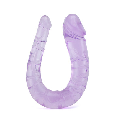Prótese Peniana Dupla em TPE com Formato "U", Glandes Definidas e Texturas - Double Dong | 38 x 3,8 cm | Disponível em 2 Cores
