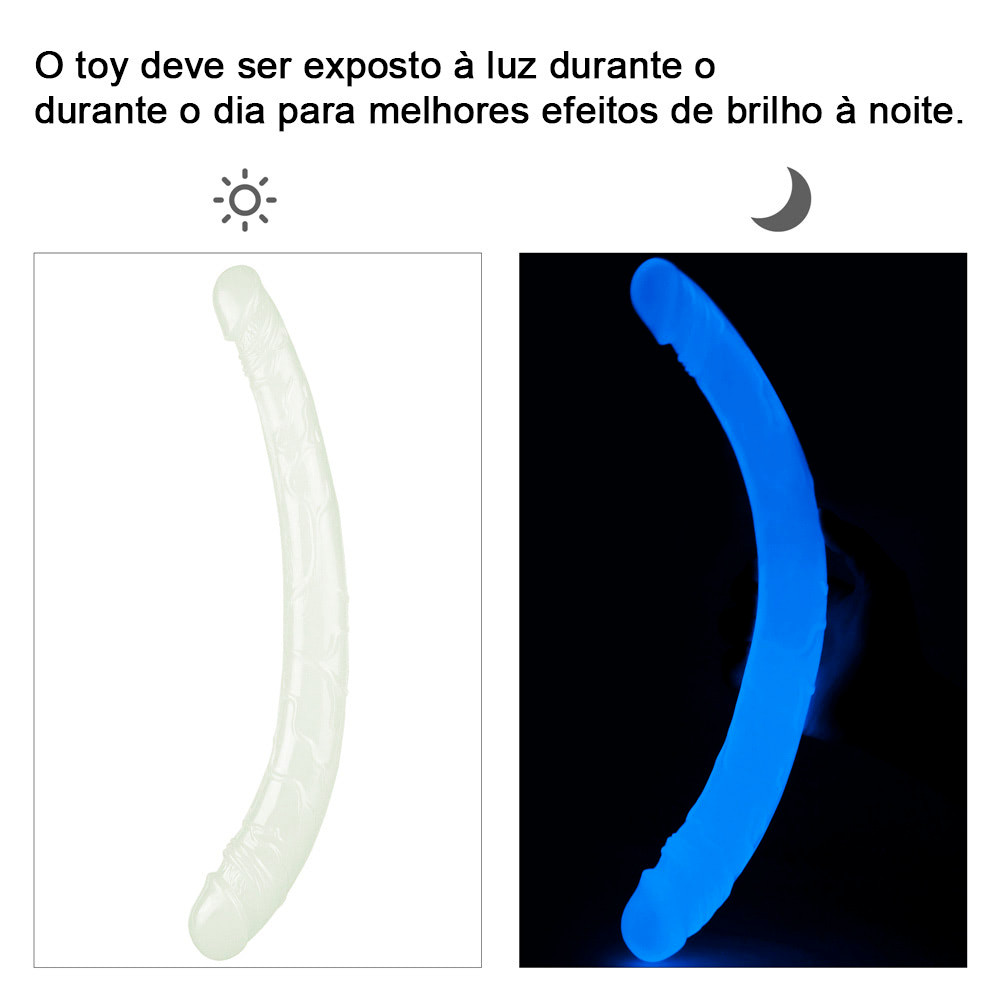 Prótese Peniana Dupla em TPE Fosforescente - Lovetoy Lumino Play Double Dildo 14.5'' | 37 x 3,6 cm - 3