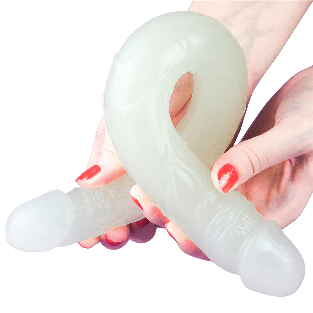 Prótese Peniana Dupla em TPE Fosforescente - Lovetoy Lumino Play Double Dildo 14.5'' | 37 x 3,6 cm - 5