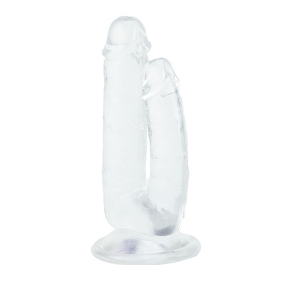 Foto 3 do produto Prótese Peniana Dupla com Veias em TPE Transparente e Base Ventosa - Sexy Import