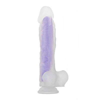 Foto 2 do produto Prótese Peniana com Escroto e Ventosa em Silicone com Efeito Fosforescente - Evolved Luminous Dildo Stud | 21,5 x 4,8 cm