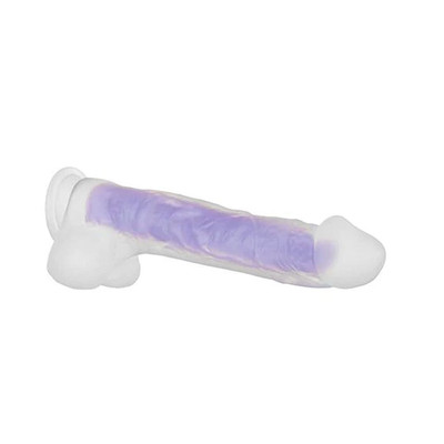 Foto 4 do produto Prótese Peniana com Escroto e Ventosa em Silicone com Efeito Fosforescente - Evolved Luminous Dildo Stud | 21,5 x 4,8 cm