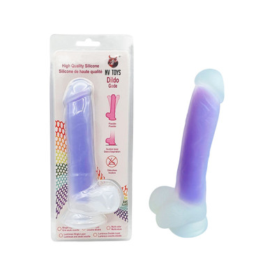 Prótese Peniana Florescente Com Glande Definida, Escroto e Base em Ventosa - Nv Toys Dildo Gode | Disponível em 2 Cores