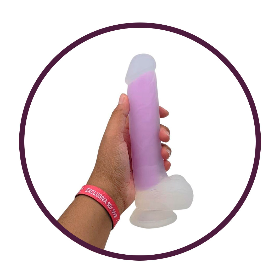 Prótese Peniana Florescente Com Glande Definida, Escroto e Base em Ventosa - Nv Toys Dildo Gode | Disponível em 2 Cores - 9