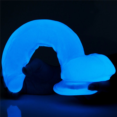 Foto 4 do produto Prótese Peniana com Glande Definida em TPE, Escroto, Ventosa e Efeito Fosforescente - LoveToy Lumino Play 10 | 21 x 4,8 cm