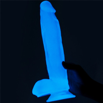 Prótese Peniana com Glande Definida em TPE, Escroto, Ventosa e Efeito Fosforescente - LoveToy Lumino Play 10 | 21 x 4,8 cm