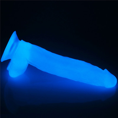 Foto 5 do produto Prótese Peniana com Glande Definida em TPE, Escroto, Ventosa e Efeito Fosforescente - LoveToy Lumino Play 10 | 21 x 4,8 cm