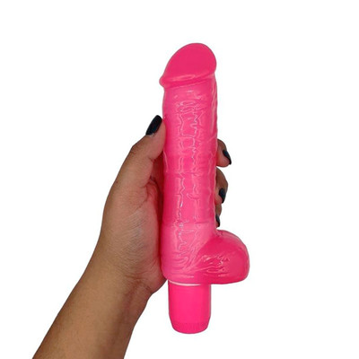 Prótese Peniana com Glande definida, Veias Salientes, Escroto e Vibração Multivelocidade - Realistic Dong Aphrodisia | 13,4 3,9 cm | Disponível em 3 Cores