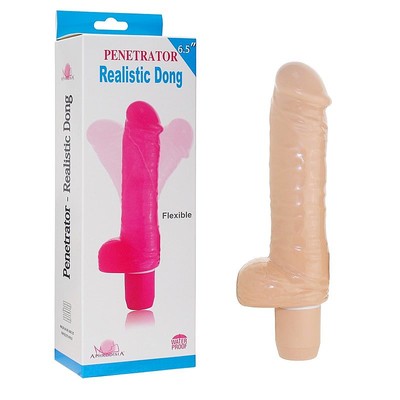 Prótese Peniana com Glande definida, Veias Salientes, Escroto e Vibração Multivelocidade - Realistic Dong Aphrodisia | 13,4 3,9 cm | Disponível em 3 Cores