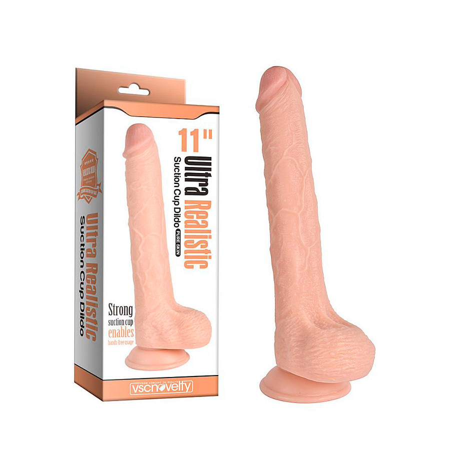 Prótese Peniana em PVC com Glande Definida, Escroto e Ventosa - Vscnovelty Ultra Realistic 11" | 21 x 4,7 cm - 1