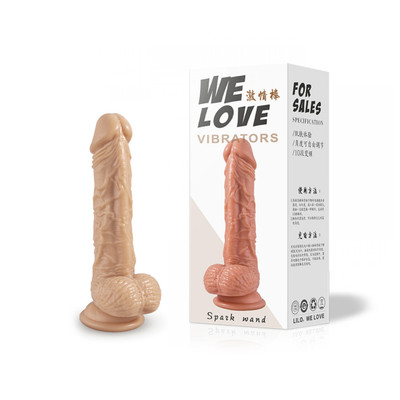 Foto 1 do produto Prótese Peniana Realística com 10 Modos de Vibração, Vértebras Internas, Ventosa na Base e Carregamento Via Cabo "USB" - Lilo We Love Vibrators Spark Wand - 14,5 x 3,5 cm