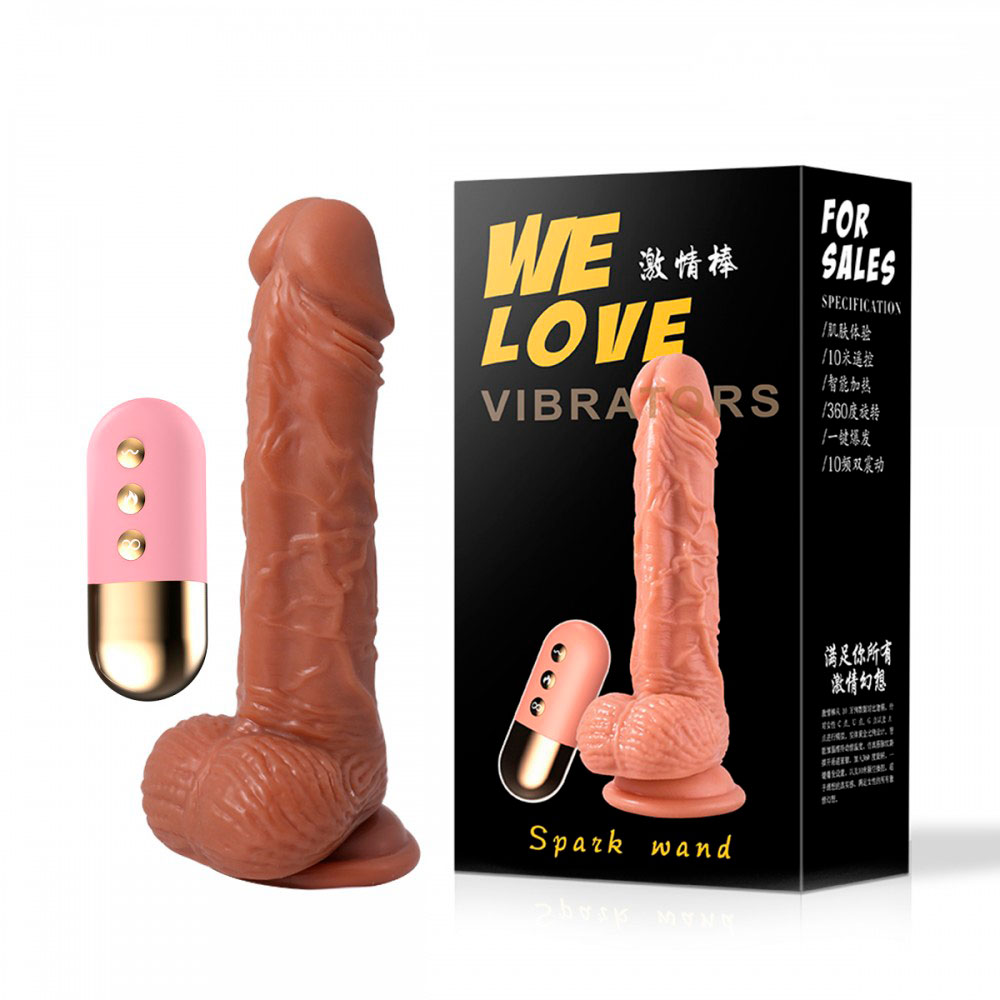 Prótese Peniana Realística com 10 Modos de Vibração, Ventosa na Base, Função de Aquecimento e Controle Remoto Sem Fio - Lilo We Love Vibrators Spark Wand - 14,5 x 3,5 cm | Disponível em 2 Cores - 7