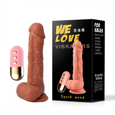 Foto 7 do produto Prótese Peniana Realística com 10 Modos de Vibração, Ventosa na Base, Função de Aquecimento e Controle Remoto Sem Fio - Lilo We Love Vibrators Spark Wand - 14,5 x 3,5 cm | Disponível em 2 Cores