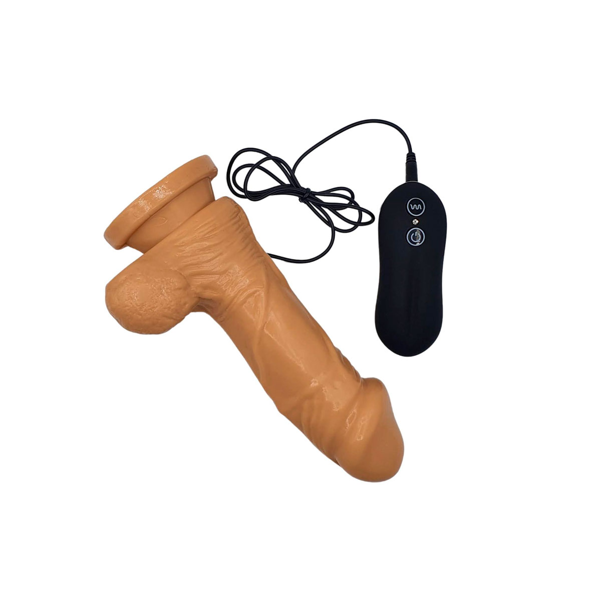 Prótese Peniana Realística com 10 Velocidades, Glande Definida, Textura de veias, Escroto e Ventosa - Aphrodisia Realistic Cook 7" | 13 x 4,8 cm - 3