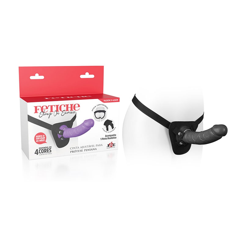 Prótese Peniana Realística com Anel, Base em Ventosa e Cinta Ajustável - Adão & Eva Fetiche Strap On Series - 19,5 x 4,4 cm | Disponível em 4 Cores - 5