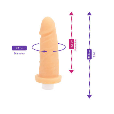 Prótese Peniana Realística em Cyberskin com Vibração Multivelocidade - Adão & Eva Martes | 13,8 x 4,1 cm