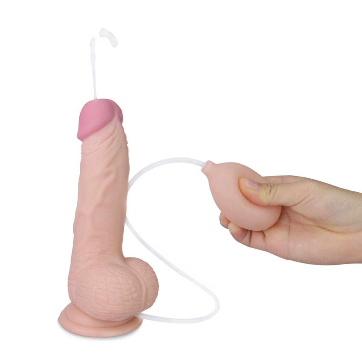 Prótese Peniana Realística Ejaculadora com Escroto em TPE - Lovetoy Soft Ejaculation Cock With Ball | 14 x 4,2 cm - 6