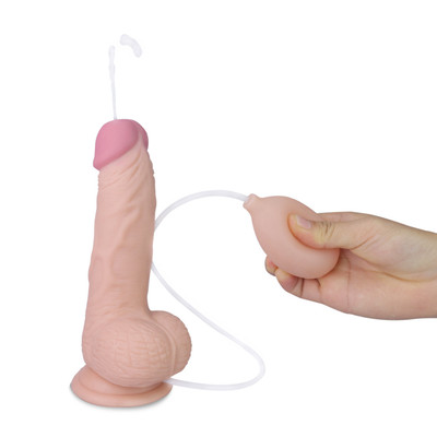 Prótese Peniana Realística Ejaculadora com Escroto em TPE - Lovetoy Soft Ejaculation Cock With Ball | 14 x 4,2 cm