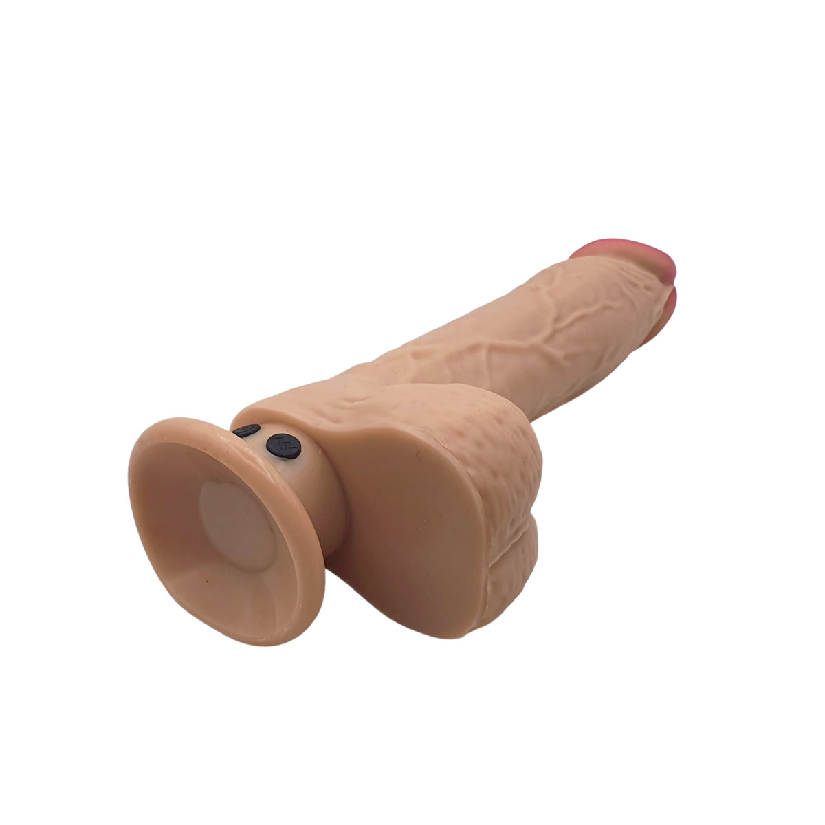 Prótese Peniana Realística com Escroto, Base em Ventosa, 10 Vibrações, 3 Movimentos Vai e Vem, Controle Remoto Sem Fio - Adam & Eve - Adam's Rechargeable Thrusting Dildo With Remote | 17,1 x 4,4 cm - 3