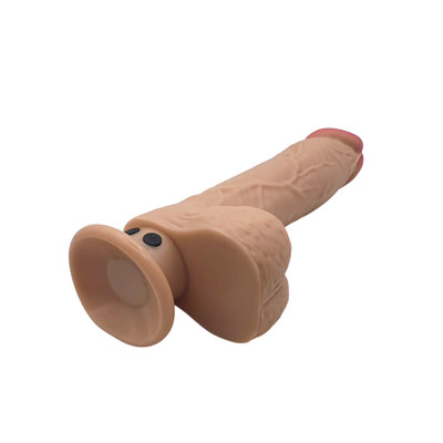 Foto 3 do produto Prótese Peniana Realística com Escroto, Base em Ventosa, 10 Vibrações, 3 Movimentos Vai e Vem, Controle Remoto Sem Fio - Adam & Eve - Adam's Rechargeable Thrusting Dildo With Remote | 17,1 x 4,4 cm