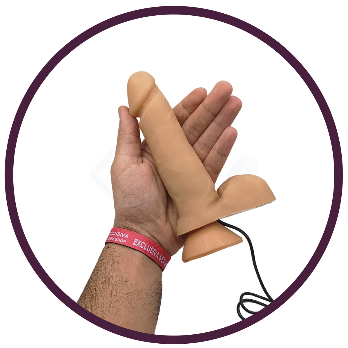 Prótese Peniana Realística com Escroto, Base em Ventosa, Vibração Multivelocidade e Controle Remoto com Fio - Pura Luxúria | 13,5 x 2,8 cm - 6