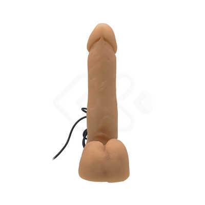 Foto 4 do produto Prótese Peniana Realística com Escroto, Base em Ventosa, Vibração Multivelocidade e Controle Remoto com Fio - Pura Luxúria | 13,5 x 2,8 cm