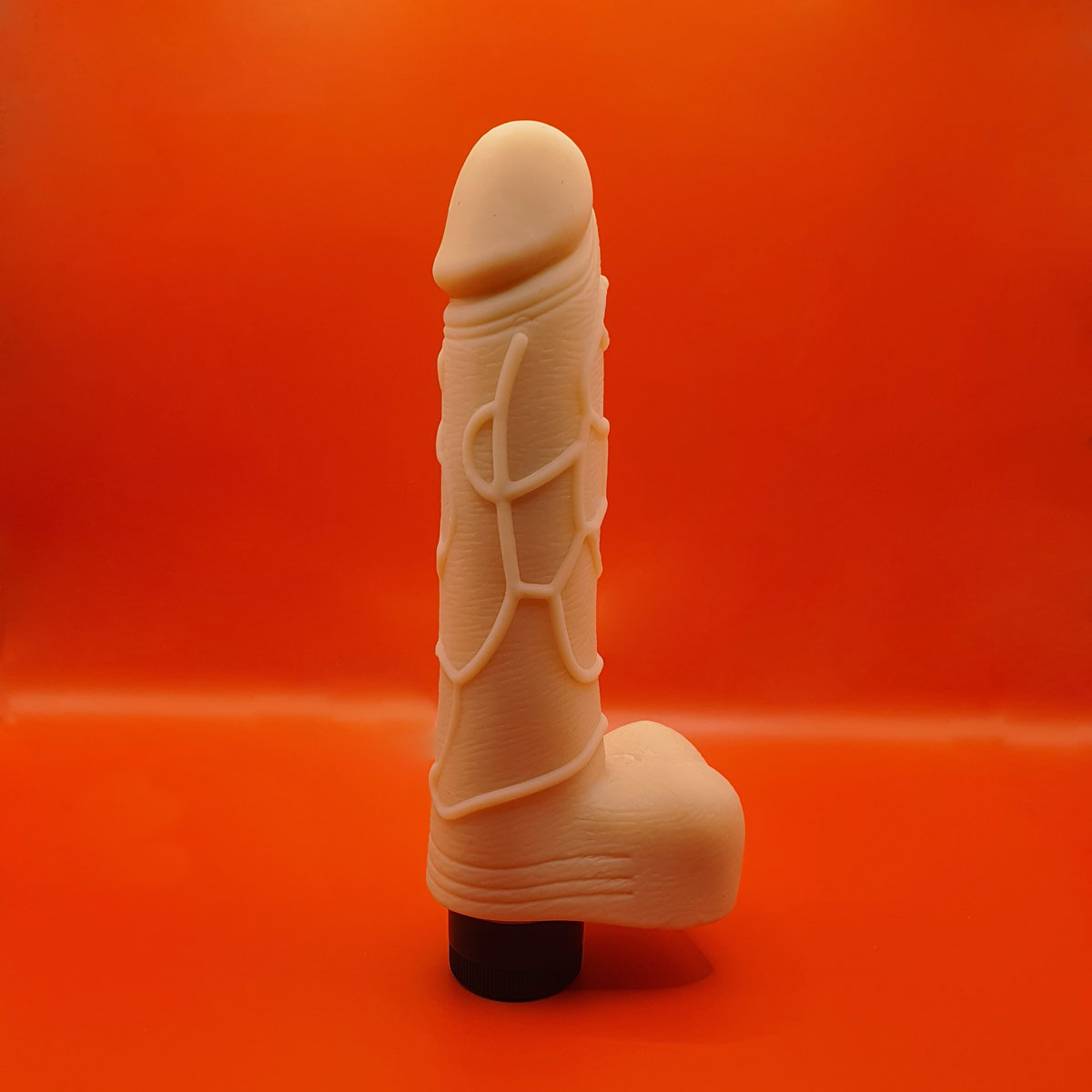 Prótese Peniana Realística com Escroto, Multi Velocidade e Led Interno - Vibration Lure | 15,5 x 3,9 cm - 2