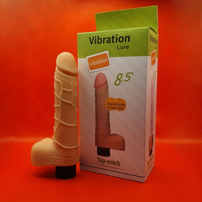 Foto 1 do produto Prótese Peniana Realística com Escroto, Multi Velocidade e Led Interno - Vibration Lure | 15,5 x 3,9 cm
