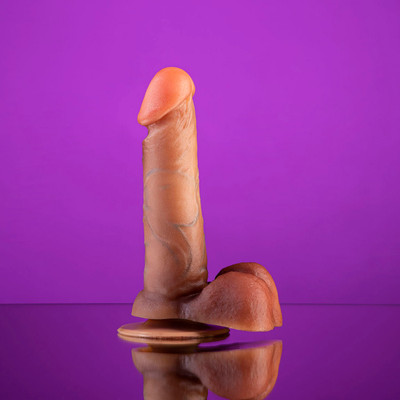 Foto 1 do produto Prótese Peniana Realística com Escroto e Ventosa na Base - Pura Luxúria | 14,2 x 3,4 cm