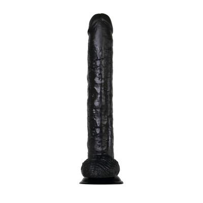 Foto 3 do produto Prótese Peniana Realística com Escroto e Ventosa Feita em PVC Flexível - Adam & Eve 15'' Dark Rider | 32 x 5,5 cm