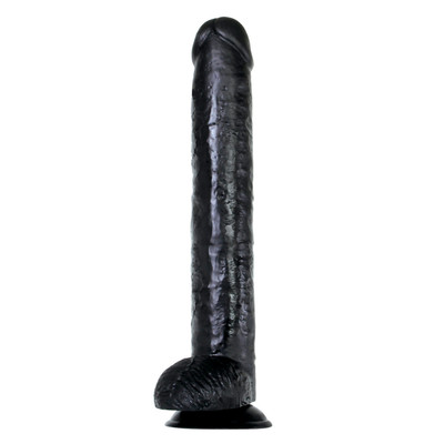 Foto 2 do produto Prótese Peniana Realística com Escroto e Ventosa Feita em PVC Flexível - Adam & Eve 15'' Dark Rider | 32 x 5,5 cm