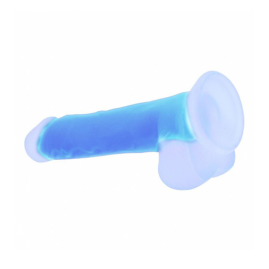 Prótese Peniana Realística Glow Up com Glande Definida, Ventosa e Escroto  - Nv Toys Glow in the Dark Silicone Dildo "10" - 21 x 5 cm - 4