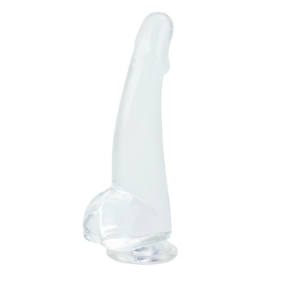 Foto 2 do produto Prótese Peniana Realística Lisa em Silicone Transparente com Escroto e Ventosa - 14,6 x 4,2 cm