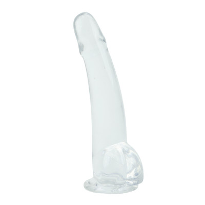 Foto 1 do produto Prótese Peniana Realística Lisa em Silicone Transparente com Escroto e Ventosa - 17,6 x 4,5 cm
