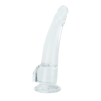 Foto 3 do produto Prótese Peniana Realística Lisa em Silicone Transparente com Escroto e Ventosa - 17,6 x 4,5 cm